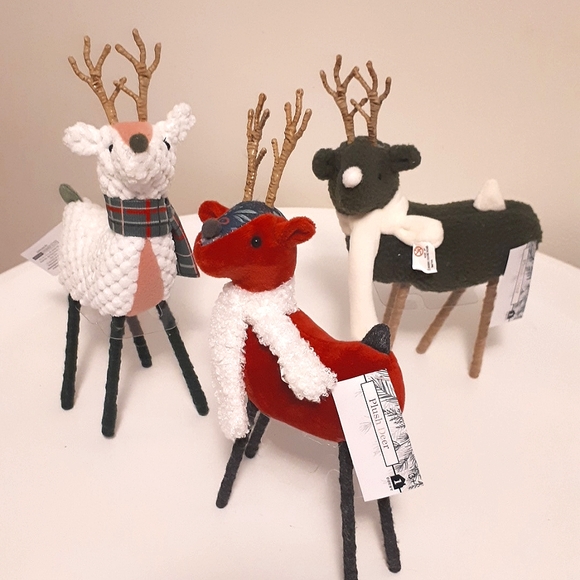 Set of 3 Holiday decoration fabric deer - Picture 1 of 8